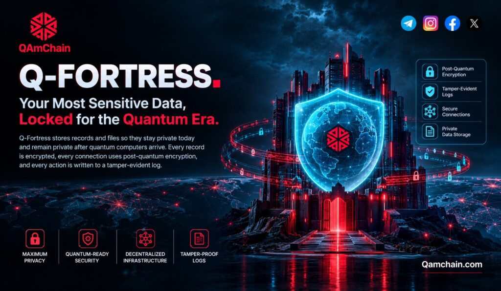 Q-Fortress post-quantum encrypted data storage by Q-AMCHAIN